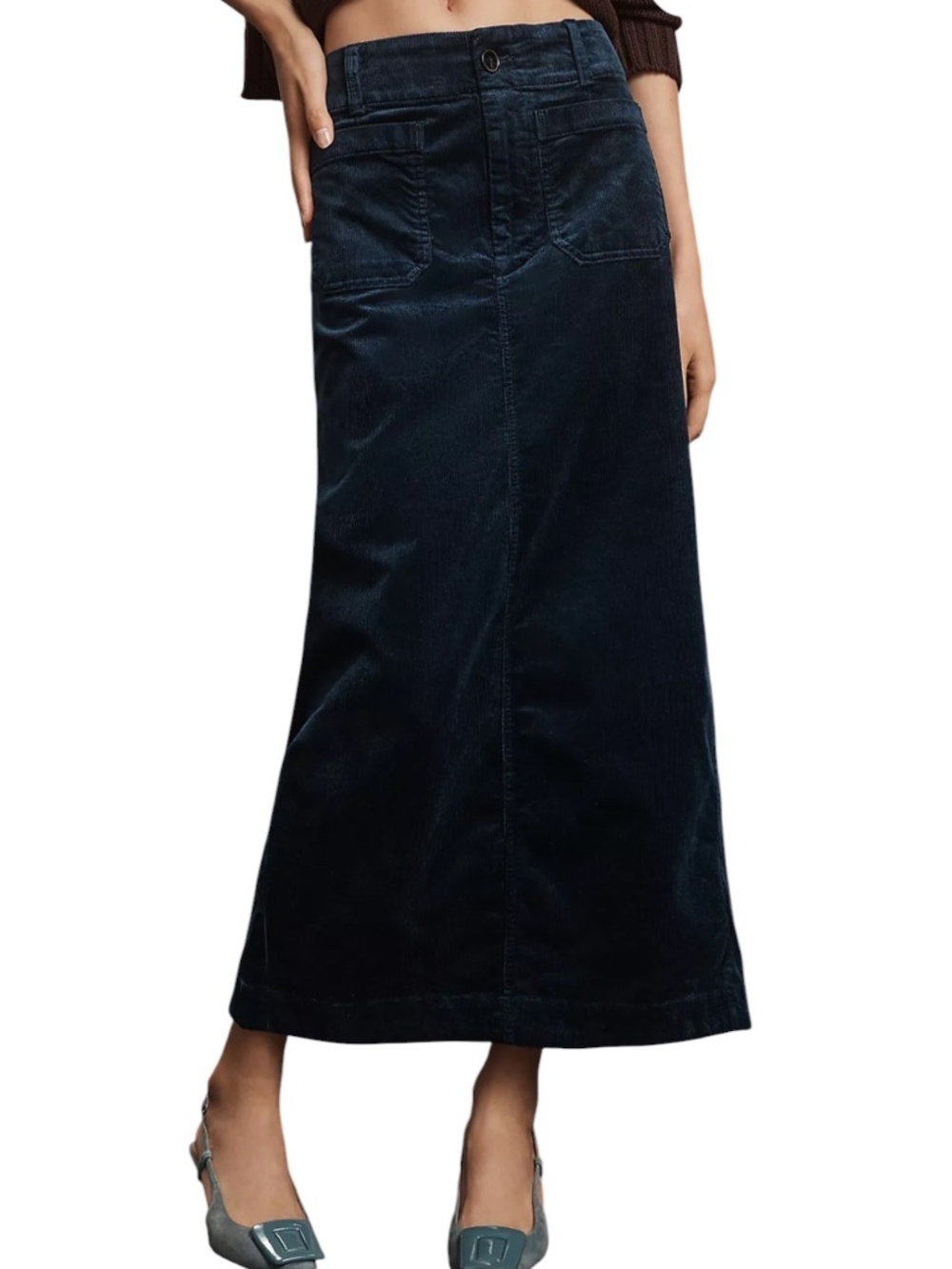 The Colette Corduroy Maxi Skirt By Maeve Anthropologie In Navy Size XSP